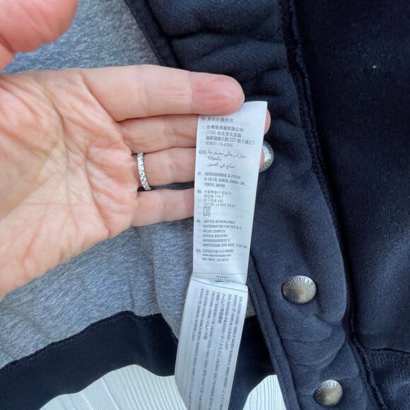 Abercrombie & Fitch Y2K Heavyweight Hoodie Jacket Navy Gray Lined A&F 92 Vintage - Picture 10 of 11